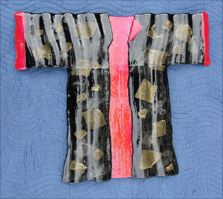 Fused glass sculpture in the form of a kimono